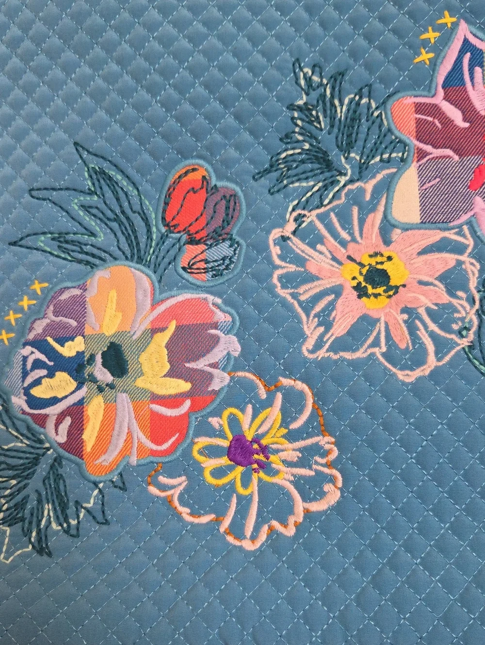 Vera Bradley Tote Bag Turquoise Blue With Flowers